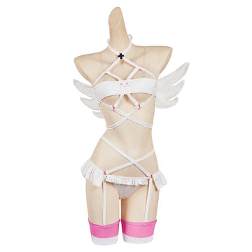 2.5 Dimensional Seduction Ririsa Amano White Sexy Lingerie Cosplay Costume Outfits